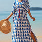 V-Neck Plus Size Caftan Swimsuit Cover Up with Side Split