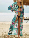 Long Sleeve Open Front Kimono: Women's Swimwear Cover Up