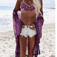 Purple Tassel Kimono Cardigan Women's Beach Cover Up