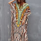 V-Neck Leopard Print Kaftan for Women Beach Cover Up