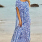 "Blue Print Plus Size Beach Kaftan: Short Sleeve Cover Up