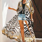 Zebra & Leopard Print Kimono: Women's Beach Cover-Up with Belt