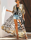Zebra & Leopard Print Kimono: Women's Beach Cover-Up with Belt