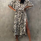 Leopard Print Long Kaftan Swimsuit Cover-Up for Women