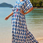 V-Neck Plus Size Caftan Swimsuit Cover Up with Side Split