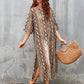 Women's V-Neck Snake Print Beach Kaftan Cover Up with Side Split