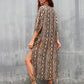 Women's V-Neck Snake Print Beach Kaftan Cover Up with Side Split