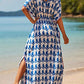 V-Neck Plus Size Caftan Swimsuit Cover Up with Side Split