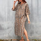 Women's V-Neck Snake Print Beach Kaftan Cover Up with Side Split