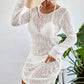Long Sleeve Crochet Beach Cover Up Dress for Women