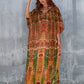 Women's V-Neck Print Kaftan: Beach Swimsuit Cover-Up"