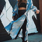 Crane Print Kimono: Women's Beach Cover Up with Belt