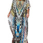 Print V-Neck Half Sleeve Beach Kaftan Dress Plus Size