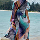 V-Neck Beach Kaftan Maxi Cover-Up with Colorful Print