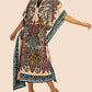 V-Neck Print Beach Caftan for Women with Side Split