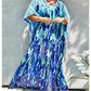 Leaf Print Chiffon Beach Kaftan Maxi Dress Women's Swim Cover Up