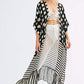 Stripe Print Kimono: Women's Long Sleeve Beach Cover Up