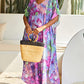 Purple Tie Dye Plus Size Kaftan Dress for Women's Swimsuit Cover Up