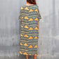 V Neck Print Plus Size Beach Kaftan Swimsuit Cover Up