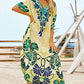 Plus Size V-Neck Kaftan Dress: Short Sleeve Beach Cover Up