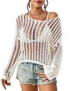 Long Sleeve Crochet Mesh Women's Cover Up Tunic