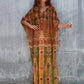 Women's V-Neck Print Kaftan: Beach Swimsuit Cover-Up"