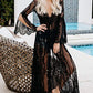 Long Sleeve Lace-Up Beach Kimono Cardigan: Women's Swimwear Cover Up