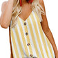 Yellow Striped V-Neck Cami Tank Top - Women's XXL