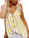 Yellow Striped V-Neck Cami Tank Top - Women's XXL