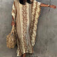 Coffee Snake Pattern V-Neck Caftan Swimsuit Cover