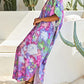 Purple Tie Dye Plus Size Kaftan Dress for Women's Swimsuit Cover Up