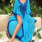 Embroidered V-Neck Chiffon Plus Size Kaftan Cover-Up