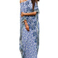 "Blue Print Plus Size Beach Kaftan: Short Sleeve Cover Up