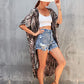 Women's Long Leaf Print Kimono Beach Cover-Up for Swimwear