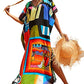 Colorful Print Plus Size Swimsuit Cover Up - V-Neck Kaftans