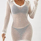 Long Sleeve Crochet Beach Bikini Cover Up Women's Tunic Top