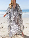 Batwing Sleeve Plus Size Beach Kaftan: Chiffon Swim Cover Up