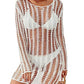 Long Sleeve Crochet Swimwear Cover Up - Sexy Beach Dress