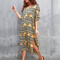V Neck Print Plus Size Beach Kaftan Swimsuit Cover Up