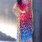 Leopard Print V-Neck Chiffon Swimsuit Cover-Up Maxi Dress