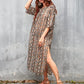 Women's V-Neck Snake Print Beach Kaftan Cover Up with Side Split
