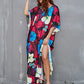 Purple V-Neck Ethnic Print Kaftan Beach Cover Up