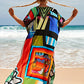Colorful Print Plus Size Swimsuit Cover Up - V-Neck Kaftans