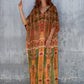 Women's V-Neck Print Kaftan: Beach Swimsuit Cover-Up"