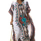 Print Plus Size V-Neck Kaftan Swimsuit Cover Up for Women