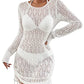 Long Sleeve Crochet Beach Cover Up Dress for Women