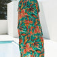 Floral Print Green V-Neck Kaftan Dress Bathing Suit Cover-Up