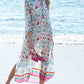 Chiffon Floral Print V-Neck Beach Kaftan Cover Ups for Women
