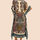 V-Neck Print Beach Caftan for Women with Side Split