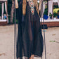 Embroidered Chiffon V-Neck Beach Kaftan Cover Up for Women